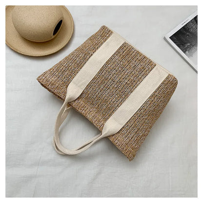 Summer Trend Straw Bags New Popular Hit Color Handbags for Women 2023 Designer Luxury Zipper Color Matching Tote Bag