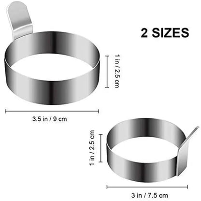 2Pcs Thickened 304 Stainless Steel Round Fried Eggs Mold with Handle Pancake Forming Mould Omelet Rings Kitchen Cooking Tools