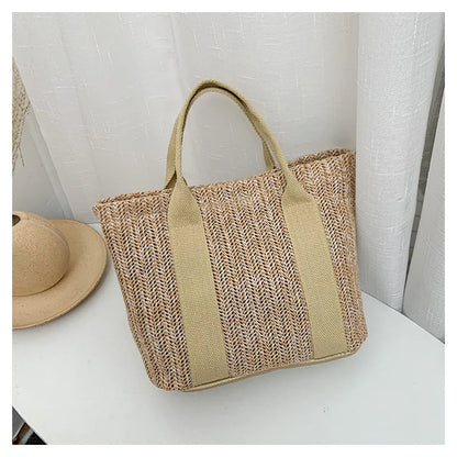 Summer Trend Straw Bags New Popular Hit Color Handbags for Women 2023 Designer Luxury Zipper Color Matching Tote Bag
