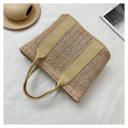 Summer Trend Straw Bags New Popular Hit Color Handbags for Women 2023 Designer Luxury Zipper Color Matching Tote Bag