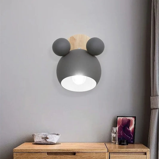 Nordic Mickey Wall Lamp Bedroom Parlor Wall Light Study Applique Murale Luminaire Simple and Lovely Children's Room Wandlamp