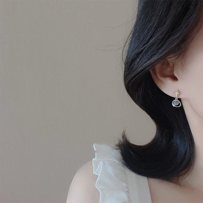 Fashion Cosmic Star River Earrings Blue Opal Niche Unique Planet Earrings Ear Studs Women Versatile Ear Jewelry