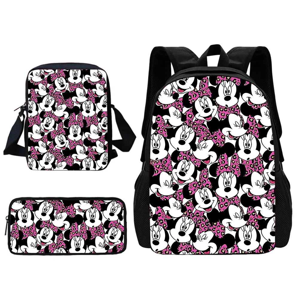 Disney Cute Mickey Minnie Child School Backpack With Shoulder Bag Pencil Bags School Bags for Boys Girls Best Gift