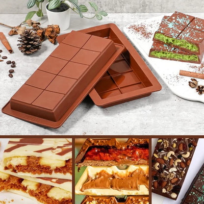 Moldes para barras de chocolate, barras de silicona, moldes de cera derretida desmontables, fácil de desmoldar, rectangulares, duraderos para proteínas y energía, regalo hecho a mano.