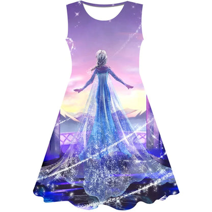 3D Printing Glisten Summer Barbie I Am Kenough Princess Dress Girls Women Short Sleeve Costume Party Dresses Children Clothes