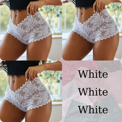3PCS Sexy Floral Lace Panties Women Briefs Low Waist Soft Lingerie Comfortable Female Underwear Girls Intimates Panties S-XL