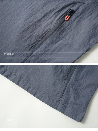 Giacca leggera ad asciugatura rapida da uomo, estiva, da campeggio e pesca, con protezione solare, ultraleggera, con cappuccio, casual, capispalla, cappotti in pelle