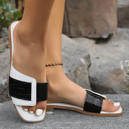 2025 Summer New Fashion Women's Slippers Open Toed Flat Beach Shoes for Women Luxury Outside Non-slip Rubber Slippers