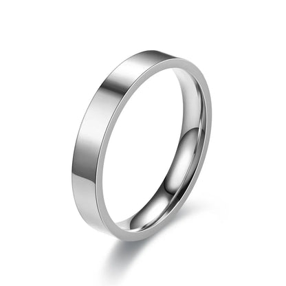 4mm Simplicity Flat Stainless Steel Rings Japanese Korean Fashion Glossy Titanium Steel Finger Rings for Youth Boy Girl Jewelry