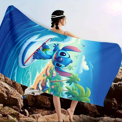 Stitch on Surf: Adorable Beach Towel for Summer Fun! Suitable for towels, bath towels, beach towels, party decorations, gifts