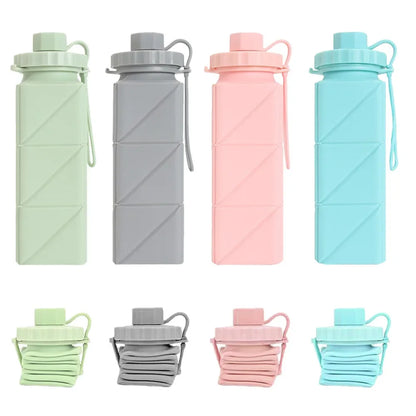 Portable Outdoor Sports Silicone Folding Water Cup Extendable Water Bottle Diamond Shape Water Jug Lightweight Travel Cup