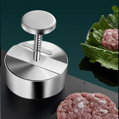 Hamburger Patty Maker Press 304 Stainless Steel Non-Stick Round Manual Rice Ball Mold Thickness Adjusted Kitchen Beef BBQ Tools