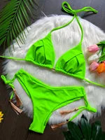 2024 sexy women bikini, brazilian triangle bikini, push-up swimsuit, metal chain beach bikini