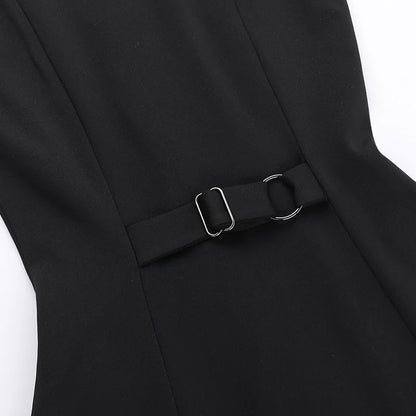 Fashion Sleeveless Sexy Mini Dress For Women New O Neck Single-btrasted Bodycon Club Party Tank Dress Femme Clothes vestidos