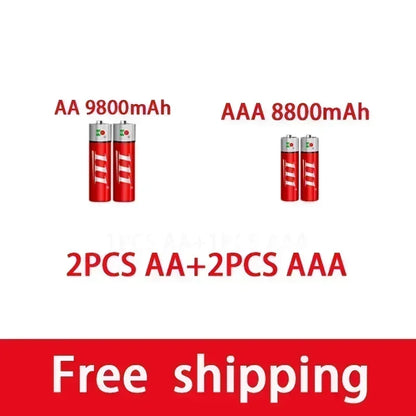 SU AAA + AA rechargeable AA 1.5V 9800mah - 1.5V AAA 8800mAh alkaline battery flashlight toy watch MP3 player, free delivery