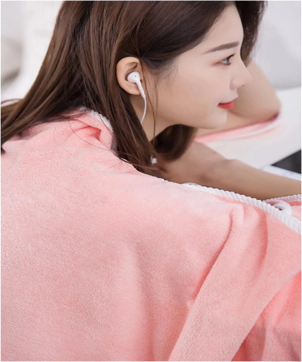 Women's Bathrobe Coral Velvet Bath Skirt Soft Absorbent Thickened with Edging Adult Women Chest Wrapped Wearable Bath Towel