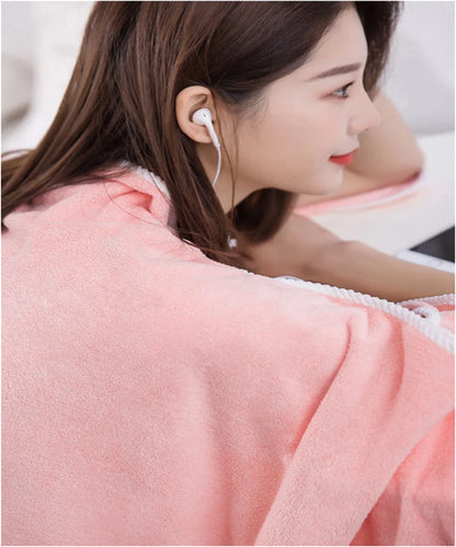 Women's Bathrobe Coral Velvet Bath Skirt Soft Absorbent Thickened with Edging Adult Women Chest Wrapped Wearable Bath Towel