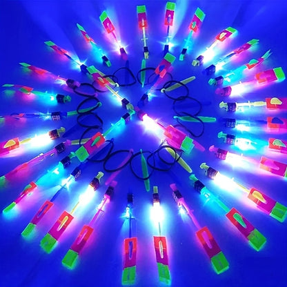 10pcs Led Light Rockets - Bright Flying Toys with Slingshot Launchers, Party Favors for Birthdays, Halloween, Christmas