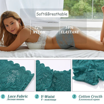 3PCS Sexy Floral Lace Panties Women Briefs Low Waist Soft Lingerie Comfortable Female Underwear Girls Intimates Panties S-XL