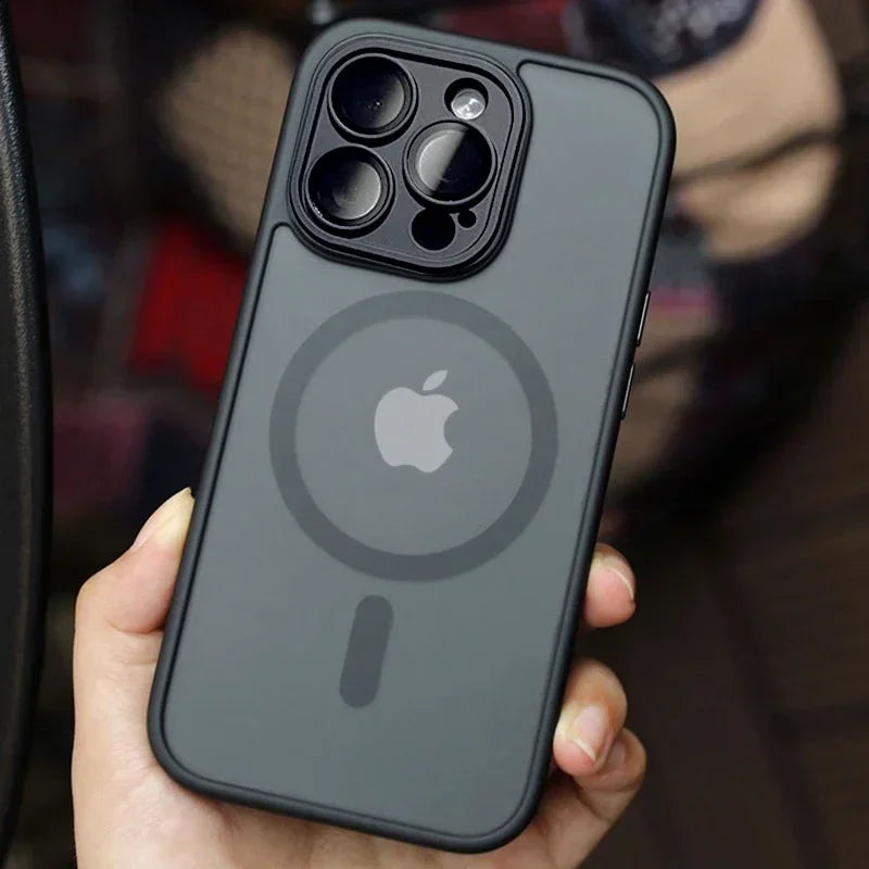 Magnetic Luxury Matte Translucent Armor Shockproof Case For iPhone 14 13 Pro Max For Magsafe Wireless Charge Cover