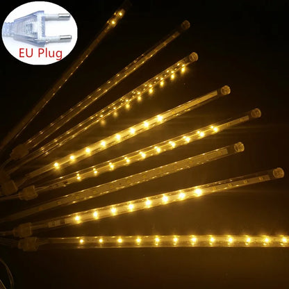 EU Plug LED Meteor Shower Light 30/50cm Holiday String Lights Fairy Garden Decor Outdoor Led Street Garland Christmas Decoration