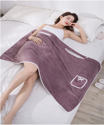 Women's Bathrobe Coral Velvet Bath Skirt Soft Absorbent Thickened with Edging Adult Women Chest Wrapped Wearable Bath Towel