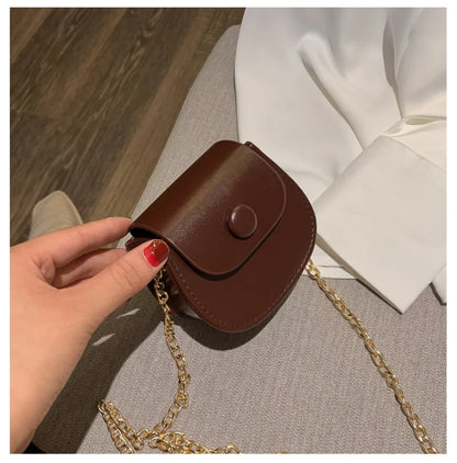 New Mini Shoulder Bag for Women Fashion Solid Color Chain Crossbody Bag Small Earphone Lipstick Storage Bag Handbags