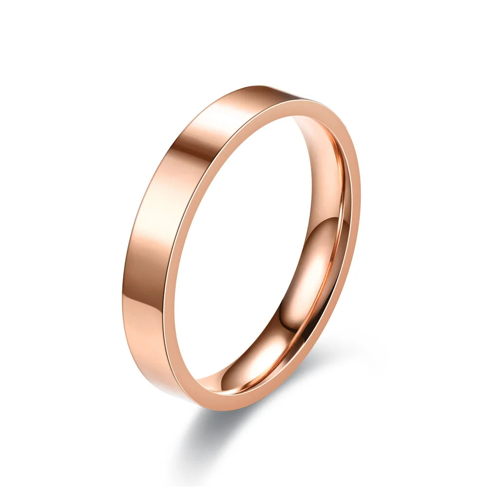 4mm Simplicity Flat Stainless Steel Rings Japanese Korean Fashion Glossy Titanium Steel Finger Rings for Youth Boy Girl Jewelry