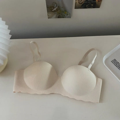 Fashion Seamless Half Cup Cloud Nude Underwear Women  Small Breast Gathering Support Anti-Sagging Soft Wireless Bra