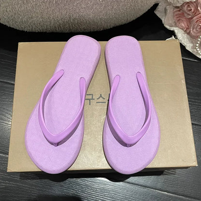 Beach Sandals Summer Flip Flops for Women Slippers Cute Candy Color Indoor Flat Shoes Men Beach Slippers Non-slip Soft Sole
