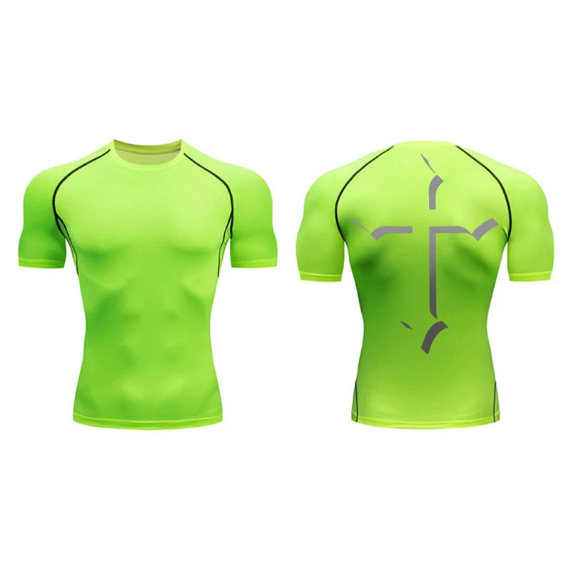 2025Cross Print Compression Shirt for Men Christian Sporty Quick Dry Tshirt Tees Tops Gym Workout Fitness Undershirts Baselayers