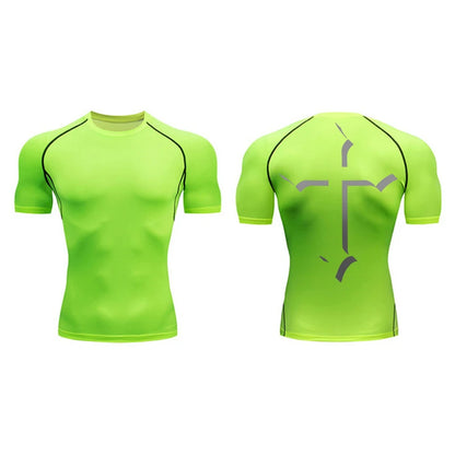 2025Cross Print Compression Shirt for Men Christian Sporty Quick Dry Tshirt Tees Tops Gym Workout Fitness Undershirts Baselayers