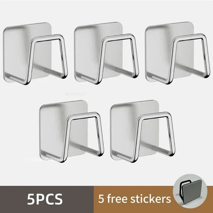 Kitchen Stainless Steel Sink Sponges Holder Self Adhesive Drain Drying Rack Kitchen Wall Hooks Accessories Storage Organizer