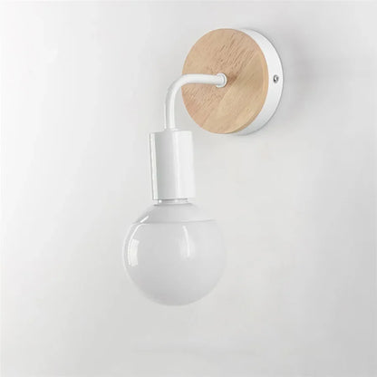 E27 Wood Iron Wall Lamp for Bedroom Bedside Nordic Wall Sconce Background Wall Aisle Lights Wooden  Reading Luminaire