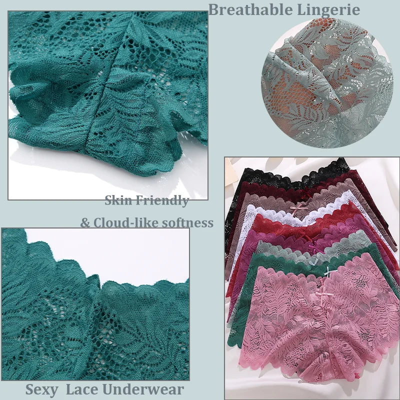 3PCS Sexy Floral Lace Panties Women Briefs Low Waist Soft Lingerie Comfortable Female Underwear Girls Intimates Panties S-XL