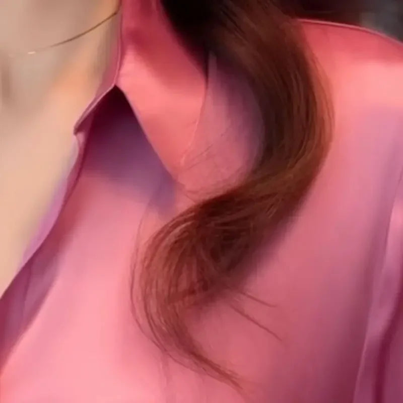 Spring Autumn Women's Solid Polo-Neck Blouses Button Up Elegant Loose Long Sleeve Clothes Office Ladies French Black Shirt Tops