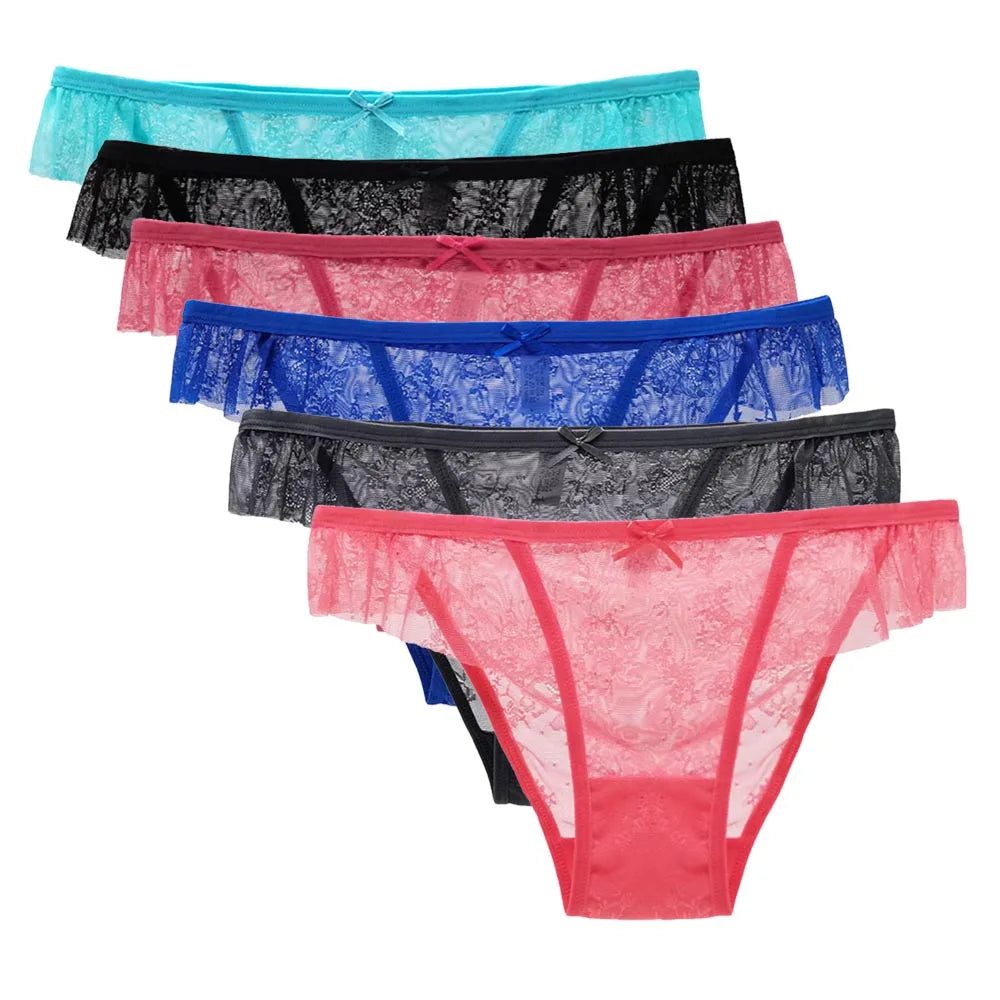 5 pezzi/set slip in rete M-2XL mutandine in pizzo biancheria intima sexy trasparente mutandine a vita bassa ragazze intimo lingerie