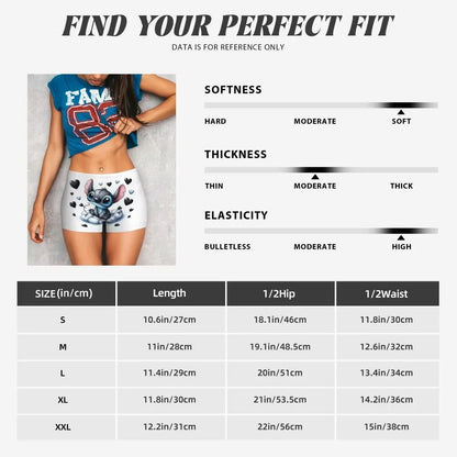 Disney Lilo&Stitch Women's Fitness Shorts, High Waist Yoga, Short Legs, Bicycle, Soft Squat, Comprehensive Training, Jogging Ath