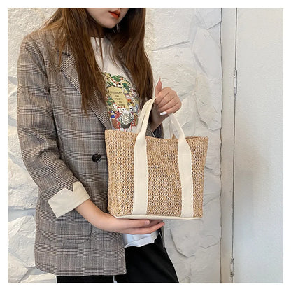 Summer Trend Straw Bags New Popular Hit Color Handbags for Women 2023 Designer Luxury Zipper Color Matching Tote Bag