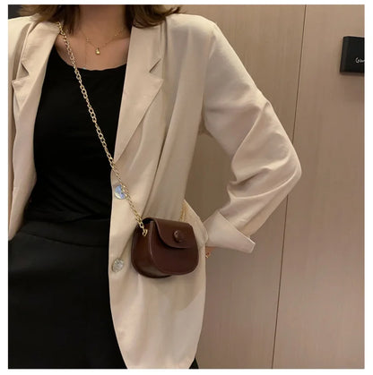 New Mini Shoulder Bag for Women Fashion Solid Color Chain Crossbody Bag Small Earphone Lipstick Storage Bag Handbags