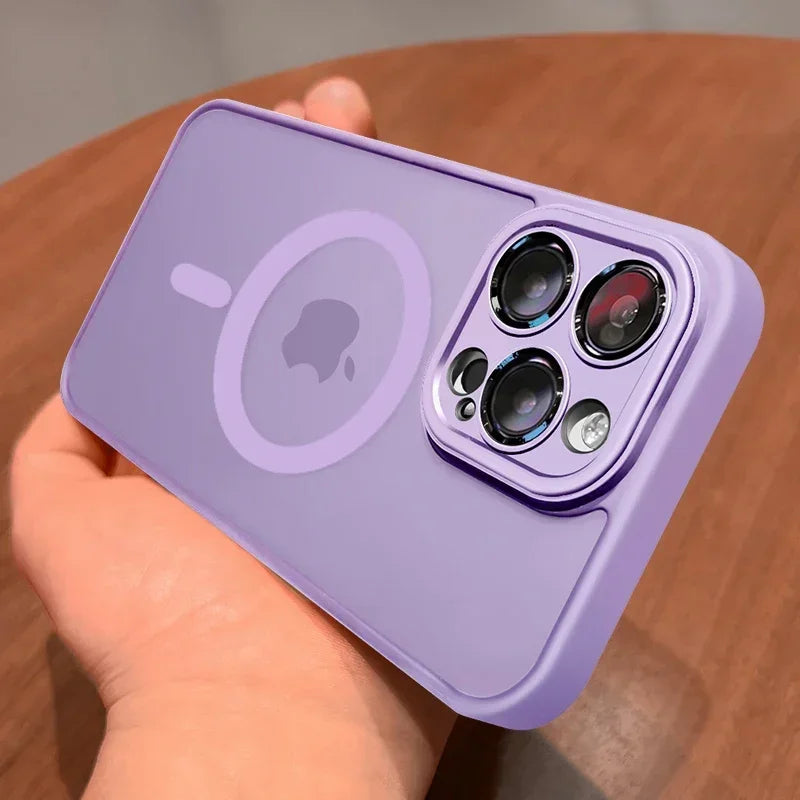 Magnetic Luxury Matte Translucent Armor Shockproof Case For iPhone 14 13 Pro Max For Magsafe Wireless Charge Cover
