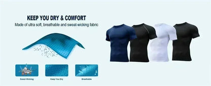 2025Cross Print Compression Shirt for Men Christian Sporty Quick Dry Tshirt Tees Tops Gym Workout Fitness Undershirts Baselayers