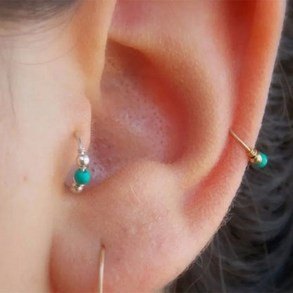 3Pcs/Set Retro Round Beads Nose Ring Earrings Nostril Hoop Body Piercing Jewelry 6mm/8mm/10mm