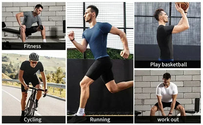 2025Cross Print Compression Shirt for Men Christian Sporty Quick Dry Tshirt Tees Tops Gym Workout Fitness Undershirts Baselayers