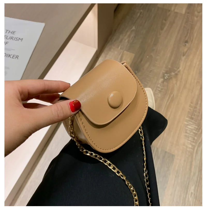New Mini Shoulder Bag for Women Fashion Solid Color Chain Crossbody Bag Small Earphone Lipstick Storage Bag Handbags