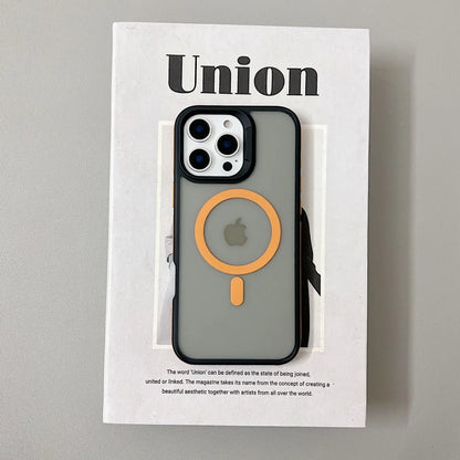 Luxury Magnetic Color Matte Translucent Armor Shockproof Case For iPhone  15 16 ProMax Magsafe Wireless Charge Cover