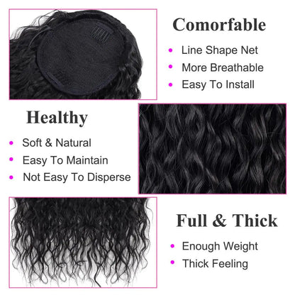 Synthetic Wig 24inch Long Curly Wave Drawstring Ponytail HairPieces Extension Heat Resistant Clip in For Women Girl