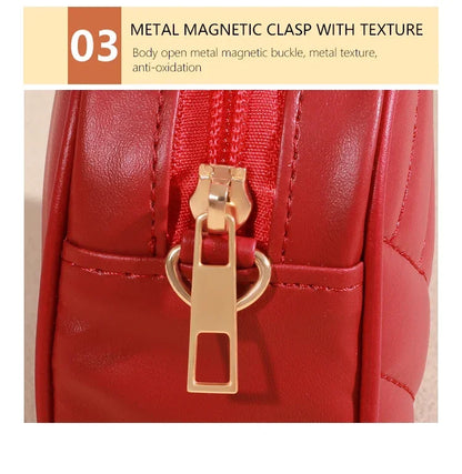 Trendy Solid Color Square Shoulder Bag, Quilted Detail Zipper Crossbody Bag For Women, Classic All-Match Wallet