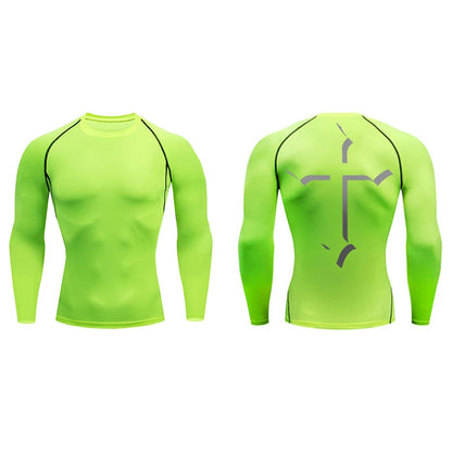 2025Cross Print Compression Shirt for Men Christian Sporty Quick Dry Tshirt Tees Tops Gym Workout Fitness Undershirts Baselayers