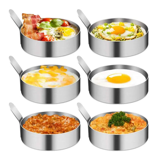 2Pcs Thickened 304 Stainless Steel Round Fried Eggs Mold with Handle Pancake Forming Mould Omelet Rings Kitchen Cooking Tools